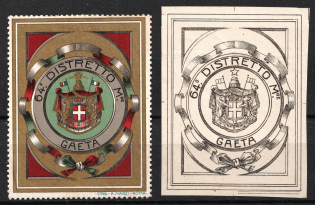 Italy, Proofs, Essays of Military Unit Label, Italian Army, Rare