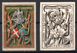 Italy, Proofs, Essays of Military Unit Label, Italian Army, Rare