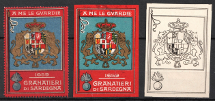 Italy, Proofs, Essays of Military Unit Label, Italian Army, Rare