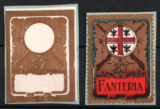 Italy, Proofs, Essays of Military Unit Label, Italian Army, Rare