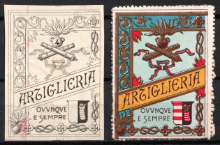 Italy, Proofs, Essays of Military Unit Label, Italian Army, Rare