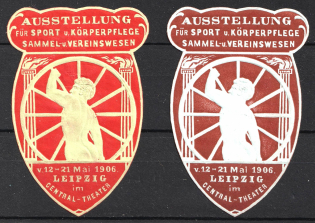 1906 Leipzig Sport Exhibition, Germany, Stock of Rare Cinderellas, Non-postal Stamps, Labels, Advertising, Charity, Propaganda