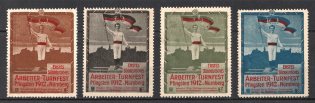 1912 Holiday of Workers' Gymnastics, Nuremberg, Germany, Stock of Rare Cinderellas, Non-postal Stamps, Labels, Advertising, Charity, Propaganda