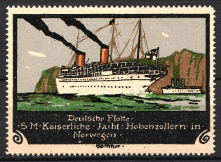 SMY Hohenzollern Imperial Yacht in Norway, Fleet, Germany, Stock of Rare Cinderellas, Non-postal Stamps, Labels, Advertising, Charity, Propaganda