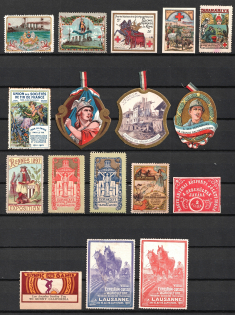 Worldwide, Stock of Cinderellas, Non-Postal Stamps, Labels, Advertising, Charity, Propaganda