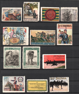 Military, Army, France, Stock of Cinderellas, Non-Postal Stamps, Labels, Advertising, Charity, Propaganda