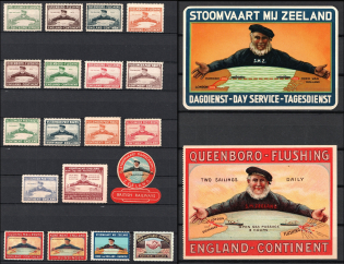 Queenboro - Flushing, Great Britain, Stock of Cinderellas, Non-Postal Stamps, Labels, Advertising, Charity, Propaganda