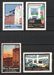Kaiserhof Hotel Chicago, United States, Stock of Cinderellas, Non-Postal Stamps, Labels, Advertising, Charity, Propaganda