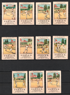 Tobler Chocolate, Lawn Tennis-Match, Sport, Switzerland, Stock of Cinderellas, Non-Postal Stamps, Labels, Advertising, Charity, Propaganda