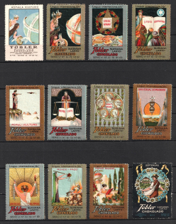 Tobler Chocolate, Switzerland, Stock of Cinderellas, Non-Postal Stamps, Labels, Advertising, Charity, Propaganda
