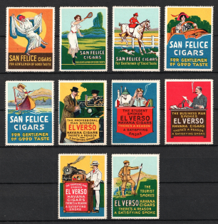 El Verso, Havana Cigars, Cuba, Stock of Cinderellas, Non-Postal Stamps, Labels, Advertising, Charity, Propaganda