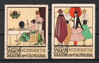 Corsets Trademark, Canada, Stock of Cinderellas, Non-Postal Stamps, Labels, Advertising, Charity, Propaganda