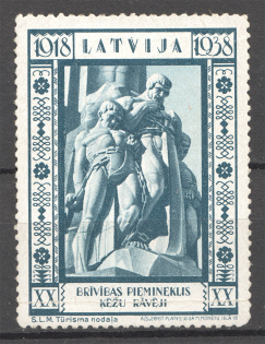 1938 Latvia Freedom Monument Baltic Non-Postal Label (MNH)