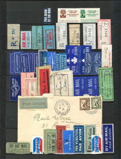 Worldwide, Airmail, Stock of Cinderellas, Non-Postal Stamps, Labels, Advertising, Charity, Propaganda (#76B)