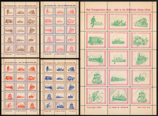 1934 Mail Transportation Seals, New York, United States, Stock of Cinderellas, Non-Postal Stamps, Labels, Advertising, Charity, Propaganda, Full Sheets (MNH)