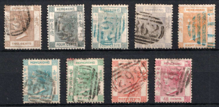1863-70 Hong Kong, British Colonies (Mi. 8 - 15, Signed, Canceled, CV $170)