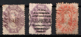 1864-71 Tasmania, Commonwealth of Australia (Mi. 18,19, Signed, Canceled, CV $130)