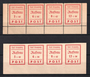 1946 Strausberg (Berlin), Germany Local Post, Se-tenants (Mi. 34 A - 37 A, 34 B - 37 B, Full Set, CV $30, MNH)
