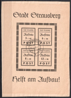 1946 Strausberg (Berlin), Germany Local Post, Souvenir Sheet (Mi. Bl. 2 I, Strausberg Postmark)