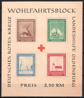 1948 Oldenburg, Germany Local Post, Souvenir Sheet (Mi. Bl. I B, Unofficial Issue, CV $70, MNH)