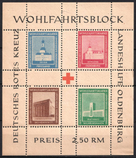 1948 Oldenburg, Germany Local Post, Souvenir Sheet (Mi. Bl. II A, Unofficial Issue, CV $30)