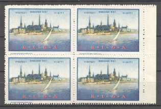 Latvia Visit Riga Baltic Non-Postal Label Block of Four (MNH)