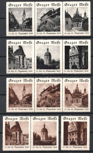 1934 Fair, Graz, Austria, Stock of Cinderellas, Non-Postal Stamps, Labels, Advertising, Charity, Propaganda, Strips