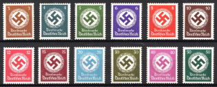 1942-44 Third Reich, Germany, Official Stamps (Mi. 166 - 177, Full Set, CV $60)