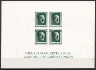 1937 Third Reich, Germany, Souvenir Sheet (Mi. Bl. 8, CV $70)