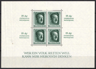 1937 Third Reich, Germany, Souvenir Sheet (Mi. Bl. 9, CV $130)