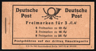 1946 Complete Booklet with stamps of Allied Zone of Occupation, Germany, Excellent Condition (Mi. MH 50, CV $80)