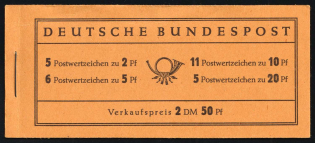 1955 Complete Booklet with stamps of German Federal Republic, Germany, Excellent Condition (Mi. MH 2b, CV $420)