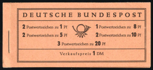 1958-60 Complete Booklet with stamps of German Federal Republic, Germany, Excellent Condition (Mi. MH 4 Y II, CV $120)
