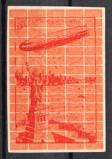 Zeppelin, Airship over Statue of Liberty, United States, Stock of Cinderellas, Non-Postal Stamps, Labels, Advertising, Charity, Propaganda
