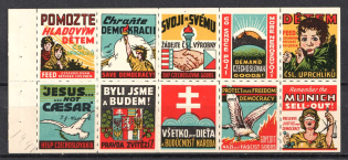 Antigerman Propaganda, Czechoslovakia, Stock of Cinderellas, Non-Postal Stamps, Labels, Advertising, Charity, Propaganda, Block