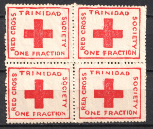 Red Cross, Trinadad, Stock of Cinderellas, Non-Postal Stamps, Labels, Advertising, Charity, Propaganda, Block of Four