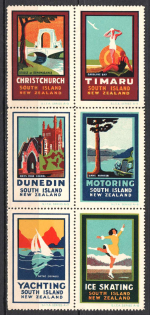 New Zealand, Stock of Cinderellas, Non-Postal Stamps, Labels, Advertising, Charity, Propaganda, Block