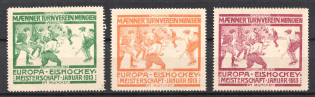1913 European Hockey Championship, Men's Gymnastics Club, Munich, Germany, Stock of Rare Cinderellas, Non-postal Stamps, Labels, Advertising, Charity, Propaganda