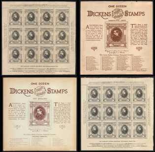 Charles Dickens, Great Britain, Stock of Cinderellas, Non-Postal Stamps, Labels, Advertising, Charity, Propaganda, Covers with Souvenir Sheets (MNH)