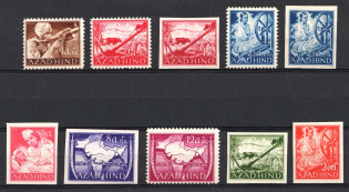 1943 Indian Legion, Germany (Mi. I - IV, VIII - X, CV $70)