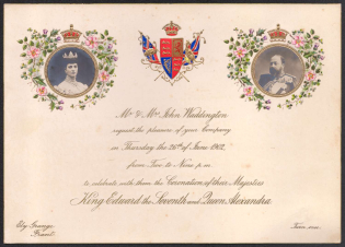 1902 Invitation to the Coronation of the King Edward VII, Great Britain, Stock of Cinderellas, Non-Postal Stamps, Labels, Advertising, Charity, Propaganda