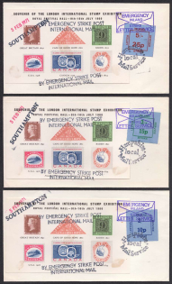 1960 London International Exhibition of Stamps, Emergency Strike Post, Great Britain, Stock of Cinderellas, Non-Postal Stamps, Labels, Advertising, Charity, Propaganda, Covers
