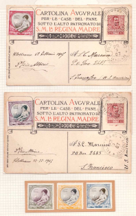 1907 For the Houses of Bread, Italy - United States, Stock of Cinderellas, Non-Postal Stamps, Labels, Advertising, Charity, Propaganda, Postcards