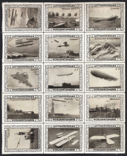 Zeppelings, Airships, Military, Germany, Stock of Cinderellas, Non-Postal Stamps, Labels, Advertising, Charity, Propaganda, Block