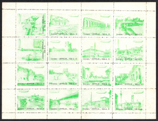 1933 Cruise 'Zeppelin', Italy, Stock of Cinderellas, Non-Postal Stamps, Labels, Advertising, Charity, Propaganda, Full Sheet