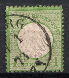 1872 1kr German Empire, Small Breast Plate, Germany (Mi. 7, Canceled, CV $90)