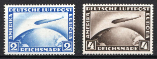 1928 Airmail, Zeppelins, Weimar Republic, Germany (Mi. 423 - 424, Full Set, CV $120)