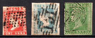 1854 India, British Colonies (Mi. 4 - 6, Canceled, CV $150)