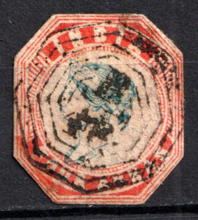 1854 4A India, British Colonies (Mi. 7, Reprint, Watermark, Canceled)