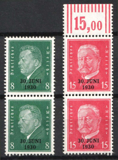 1930 Weimar Republic, Germany, Pairs (Mi. 444 - 445 W OR, Full Set, CV $70, MNH)